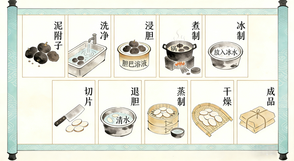 传统附片炮制流程